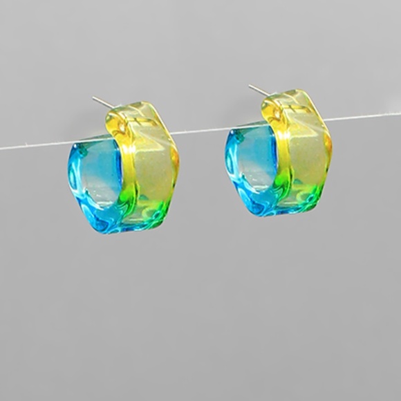 Twotone Lucite Resin Hoops - Picture 2 of 2